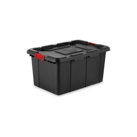 Storage Tote, 27 gal, 30-1/2 in L x 20-5/8 in W x 15-1/4 in H, Black, Racer Red, 4 PK